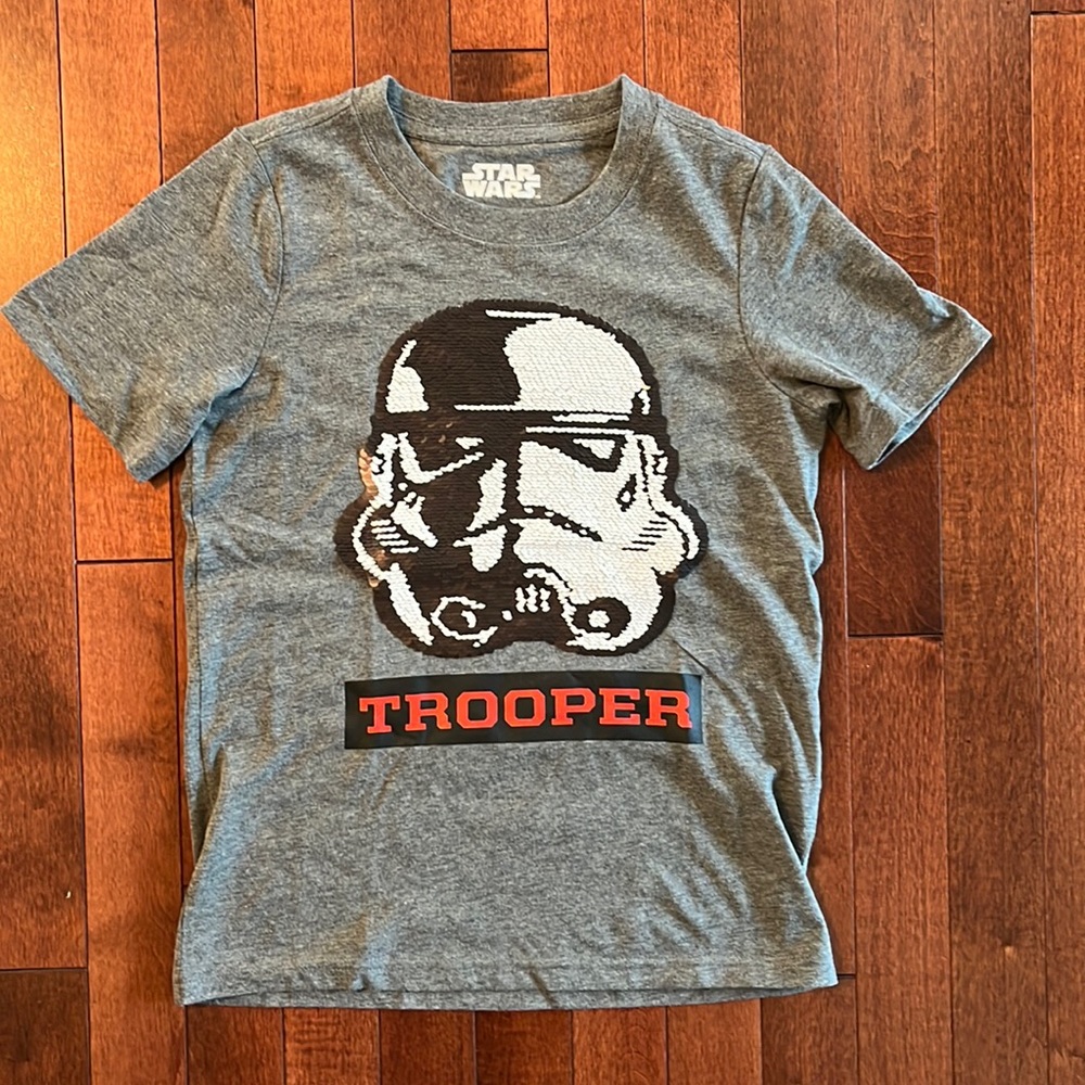 Like New! Boys Star Wars Storm Trooper Sequin Tee. Worn once.